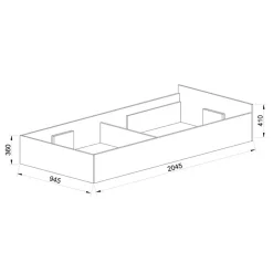 Garnero Arredamenti Letto singolo 90x200cm contenitore bianco rustico turchese Zadar Bianco Frassinato - Azzurro Hot