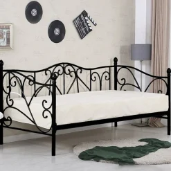 Garnero Arredamenti Letto singolo 90x200cm moderno con testiera nero Azahara Nero Lucido Hot