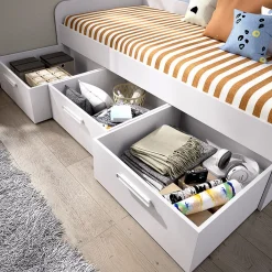 Garnero Arredamenti Letto singolo 90x190cm per bambini legno bianco 3 cassetti Alvaro Outlet