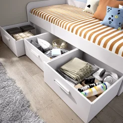 Garnero Arredamenti Letto singolo 90x190cm per bambini legno bianco 3 cassetti Alvaro Outlet