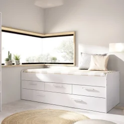 Garnero Arredamenti Letto singolo 90x190cm per bambini legno bianco letto estraibile 3 cassetti Domingo Best