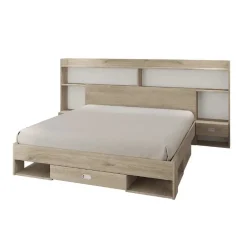Garnero Arredamenti Letto 140x200cm alla francese con cassettoni e libreria rovere sonoma Danubio Sale