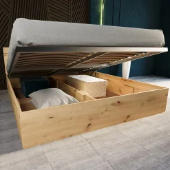 Garnero Arredamenti Letto 140x200cm alla francese contenitore Camilla Gihome® Rovere Rustico Hot