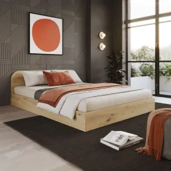 Garnero Arredamenti Letto 140x190cm alla francese contenitore moderno Carrisi Rovere Rustico Best