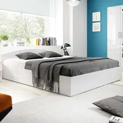 Garnero Arredamenti Letto 140x190cm alla francese moderno Tropea Bianco Lucido Discount