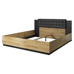 Garnero Arredamenti Letto 140x200cm alla francese nero Vulcano Rovere