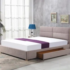 Garnero Arredamenti Letto 160x200cm matrimoniale con cassettone in tessuto Jelsi Gihome® Beige New