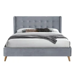 Garnero Arredamenti Letto 160x200cm matrimoniale imbottito in velluto con rete a doghe Resty Grigio Discount