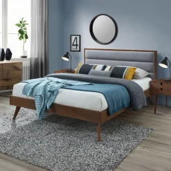 Garnero Arredamenti Letto 160x200cm matrimoniale in tessuto grigio noce Ebek Sale