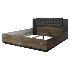 Garnero Arredamenti Letto 160x200cm matrimoniale rovere scuro nero Vulcano Rovere Rustico New