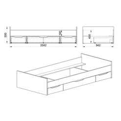 Garnero Arredamenti Letto 90x200cm singolo con cassetti estraibili noce Nicola Online