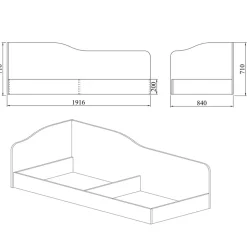 Garnero Arredamenti Letto 82x190cm singolo contenitore Alex Gihome® Bianco Opaco Outlet