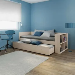 Garnero Arredamenti Letto 90x200cm singolo estraibile con libreria reversibile rovere Claudio Sale