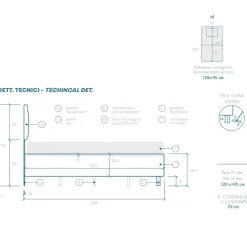 Garnero Arredamenti Letto 120x195cm una piazza e mezza con contenitore imbottito antracite Auden Outlet