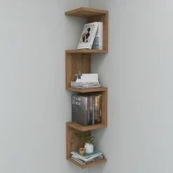 Garnero Arredamenti Libreria angolare da parete 22x111h cm con ripiani Reale Rovere Sale