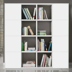 Garnero Arredamenti Libreria componibile 175x175h cm moderna bianco frassinato Kubic 07 Discount