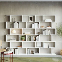 Garnero Arredamenti Libreria da parete 240x192h cm moderna soggiorno Amira 3 Bianco Opaco Sale