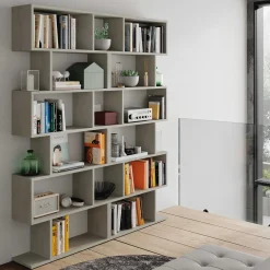 Garnero Arredamenti Libreria da parete 160x192h cm moderna design Amira 2 Cemento Sale