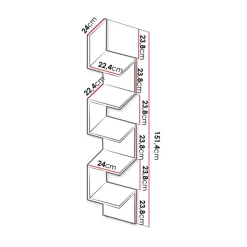 Garnero Arredamenti Libreria da parete 24x151h cm 5 ripiani a giorno moderna bianco Siri