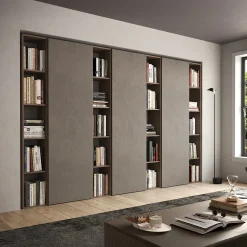 Garnero Arredamenti Libreria da parete 274x186h cm moderna marrone rovere scuro Sunset 89 Discount