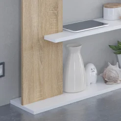 Garnero Arredamenti Libreria da parete 360x180h cm moderna soggiorno rovere bianco Aline Bianco Opaco - Rovere Discount