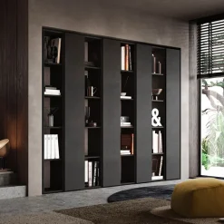 Garnero Arredamenti Libreria da parete 224x186h cm soggiorno ossido nero Sunset Outlet