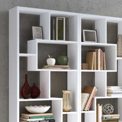 Garnero Arredamenti Libreria da parete 274x161h cm moderna soggiorno Eliza Bianco Frassinato Online