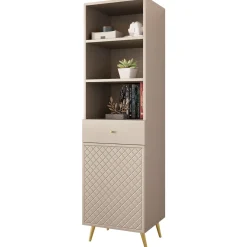 Garnero Arredamenti Libreria 50x177h cm 1 anta 3 vani 1 cassetto con frontali decorati Simona Beige Online