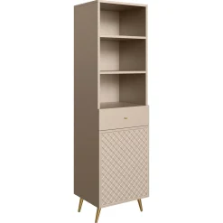 Garnero Arredamenti Libreria 50x177h cm 1 anta 3 vani 1 cassetto con frontali decorati Simona Beige Online