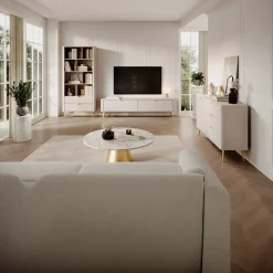 Garnero Arredamenti Libreria 88x194h cm 2 cassetti 8 vani a giorno cannettato Ramis Beige