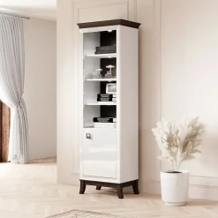 Garnero Arredamenti Libreria 66x207h cm 4  ripiani moderna bianco lucido rovere scuro Umag Bianco Lucido - Wengè Best