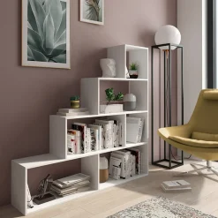 Garnero Arredamenti Libreria 145x143h cm a giorno moderna design bianco opaco Katy Sale