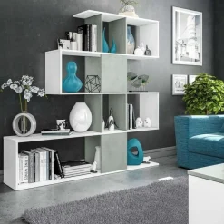Garnero Arredamenti Libreria 145x145h cm moderna bianco opaco cemento Snake Bianco Opaco - Cemento Hot