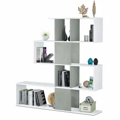 Garnero Arredamenti Libreria 145x145h cm moderna bianco opaco cemento Snake Bianco Opaco - Cemento Hot
