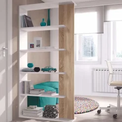 Garnero Arredamenti Libreria 90x180h cm moderna bianco opaco rovere Elira Bianco Opaco - Rovere Sale