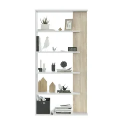Garnero Arredamenti Libreria 90x180h cm moderna bianco opaco rovere Elira Bianco Opaco - Rovere Sale