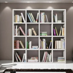 Garnero Arredamenti Libreria 175x175h cm moderna componibile bianco frassinato Kubic 04 Best