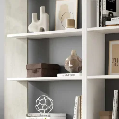 Garnero Arredamenti Libreria 180x180h cm moderna design bianco opaco cemento Aline 2 Bianco Opaco - Cemento Hot