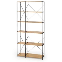 Garnero Arredamenti Libreria 90x190h cm moderna industrial nero rovere sonoma Lorez Discount