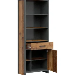 Garnero Arredamenti Libreria 75x201h cm stile soft rovere scuro nero Urbania Clearance