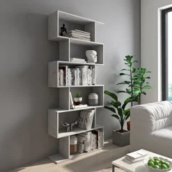 Garnero Arredamenti Libreria 80x191h cm ufficio moderna grigio Carry Cemento New