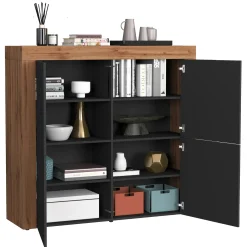 Garnero Arredamenti Madia alta moderna 140x130h cm antracite rovere Block Antracite - Rovere Clearance