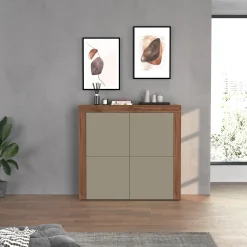 Garnero Arredamenti Madia alta moderna 140x130h cm tortora rovere Block Tortora - Rovere Sale