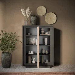 Garnero Arredamenti Madia alta 106x171h cm 2 ante antracite rovere chiaro Deluxe Rovere - Antracite