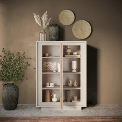 Garnero Arredamenti Madia alta 106x171h cm 2 ante beige rovere chiaro Deluxe Rovere - Beige Outlet