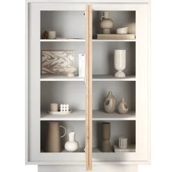 Garnero Arredamenti Madia alta 106x171h cm 2 ante bianco opaco rovere chiaro Deluxe Rovere - Bianco opaco