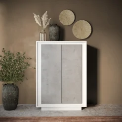 Garnero Arredamenti Madia alta 106x171h cm 2 ante bianco opaco grigio cemento Deluxe Bianco Opaco - Cemento Outlet