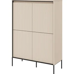 Garnero Arredamenti Madia alta 98x140h cm 4 ante con led cannettato nero Camelia Beige Discount