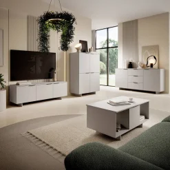 Garnero Arredamenti Madia alta 100x145h cm 4 ante soggiorno grigio Stone New