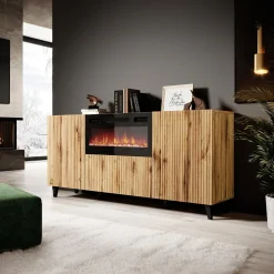 Garnero Arredamenti Madia con camino 181x83h cm moderno cannettato Essence Quercia Discount